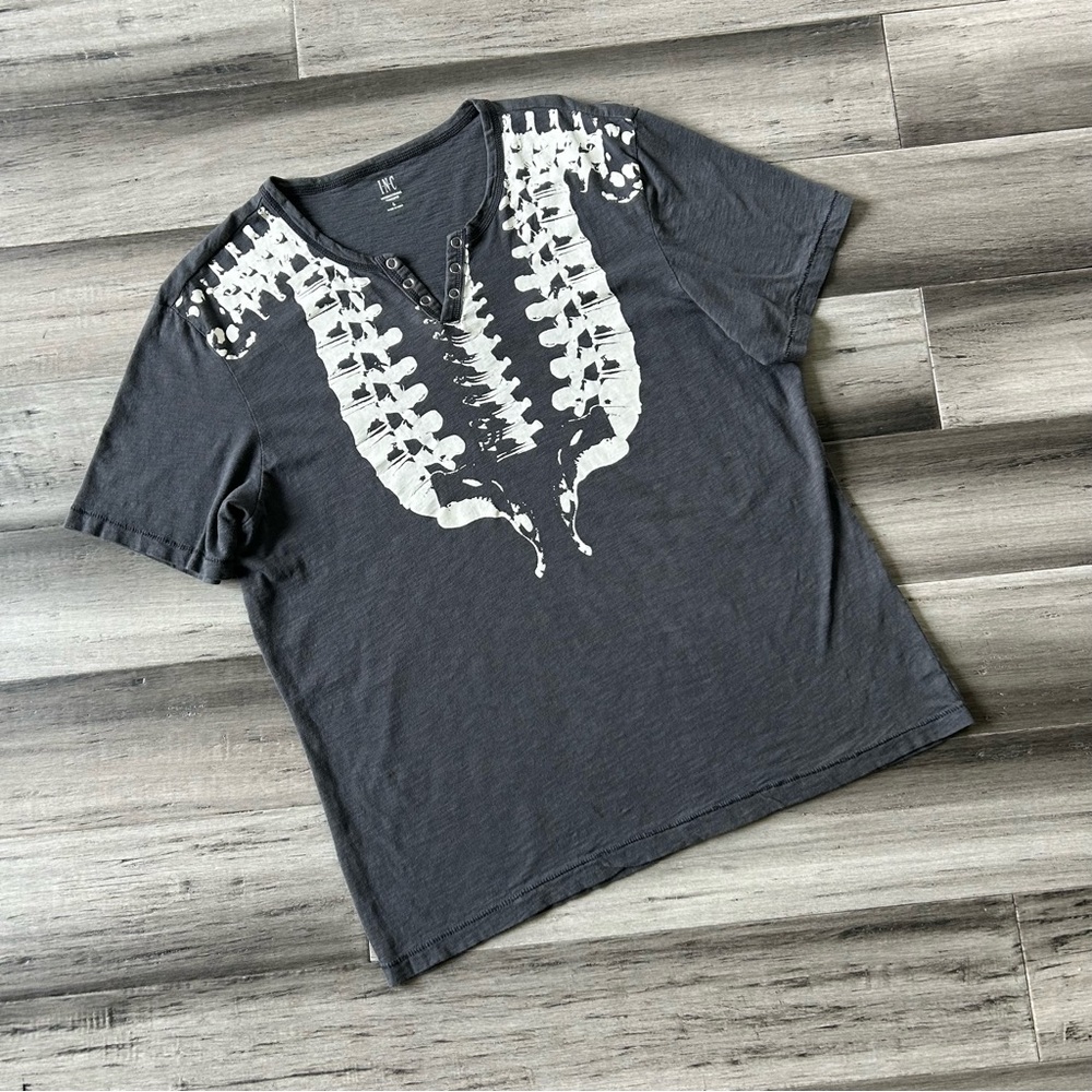💜 LAST CHANCE INC International Concepts S/S Cotton Skeleton Rib Cage T-Shirt